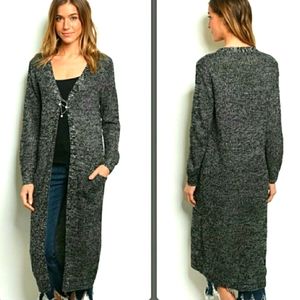 Hera Collection long line cardigan black, white ML